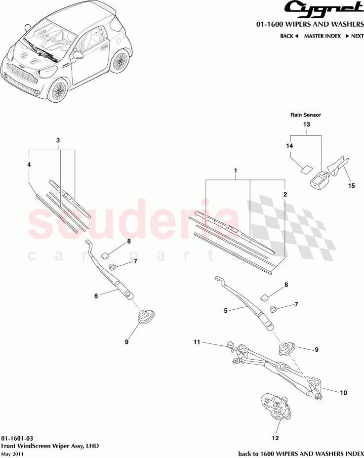 Front WindScreen Wiper Assembly, LHD of Aston Martin Aston Martin Cygnet