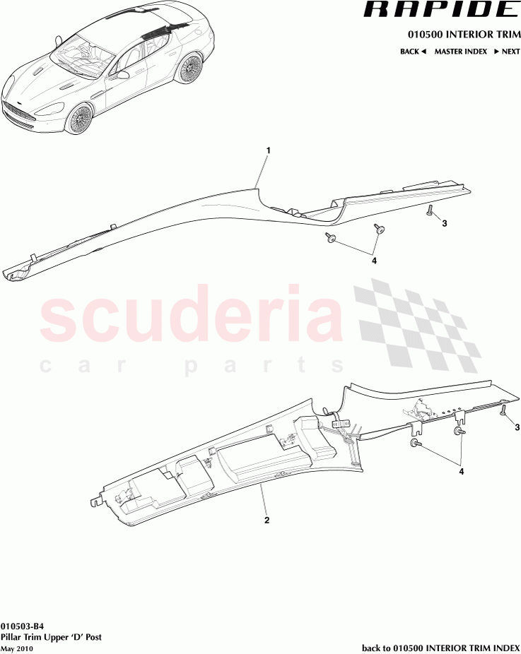 Pillar Trim Upper 'D' Post of Aston Martin Aston Martin Rapide