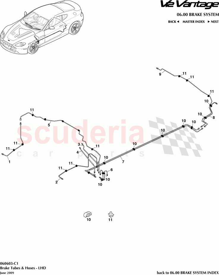 Brake Tubes and Hoses (LHD) of Aston Martin Aston Martin V12 Vantage