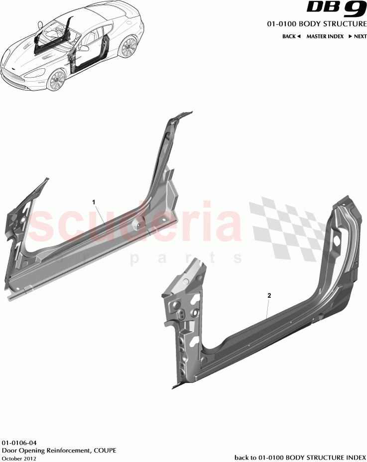 Door Opening Reinforcement, COUPE of Aston Martin Aston Martin DB9 (2013-2016)