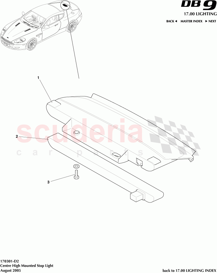 Centre High Mounted Stop Light of Aston Martin Aston Martin DB9 (2004-2012)