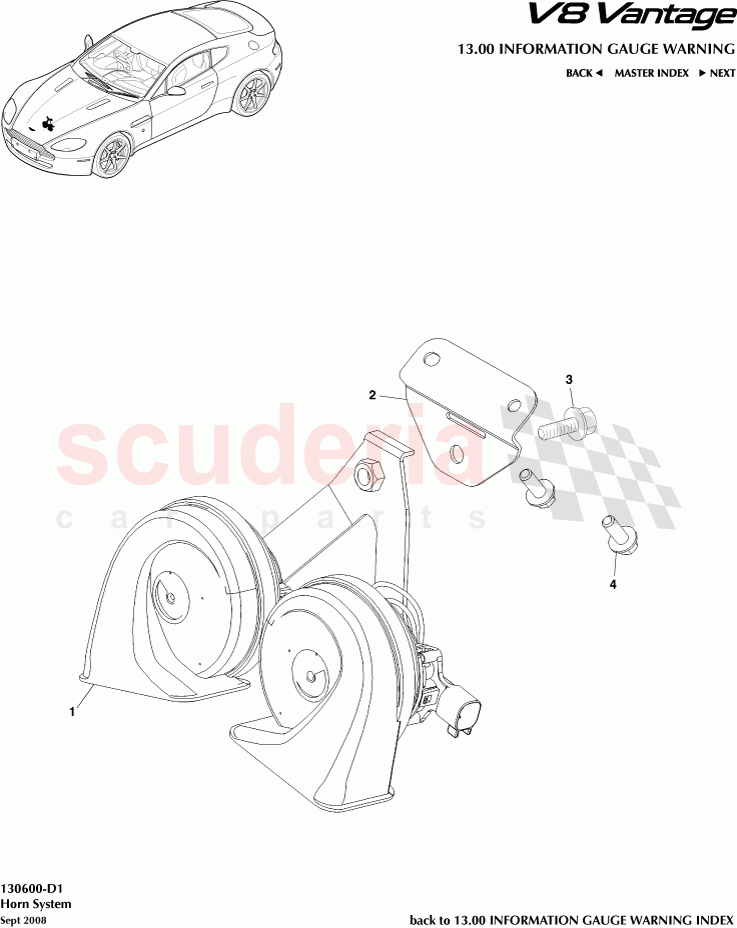 Horn System of Aston Martin Aston Martin V8 Vantage