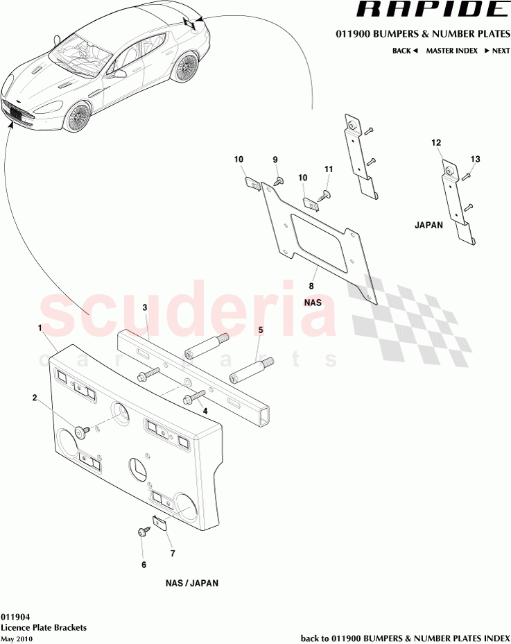 Licence Plate Brackets of Aston Martin Aston Martin Rapide