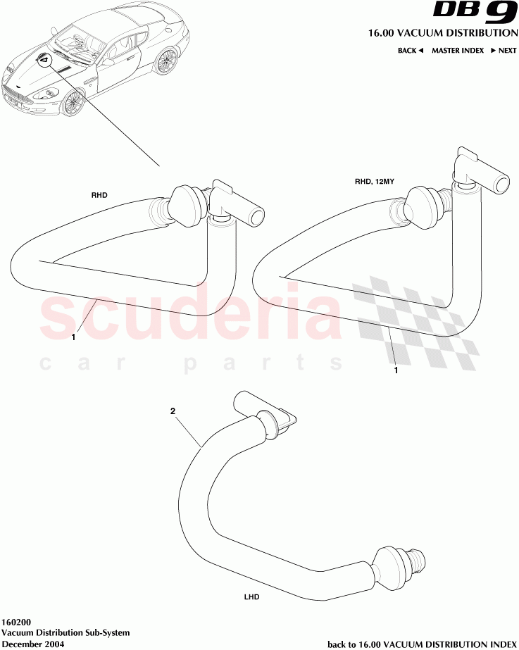 Vacuum Distribution Subsystem of Aston Martin Aston Martin DB9 (2004-2012)