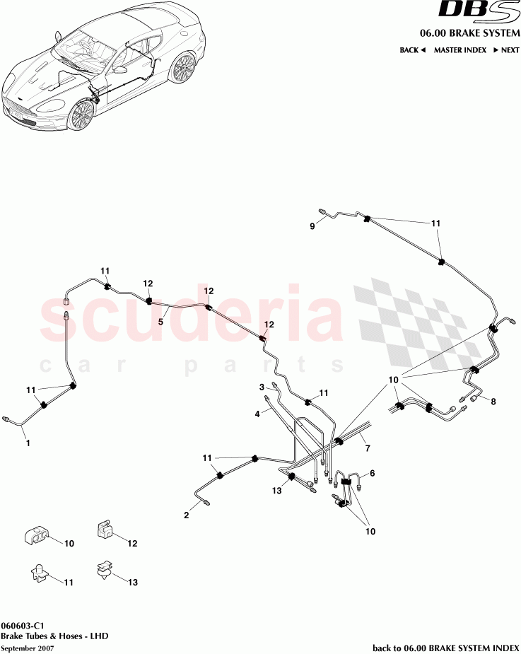 Brake Tubes and Hoses (LHD) of Aston Martin Aston Martin DBS V12