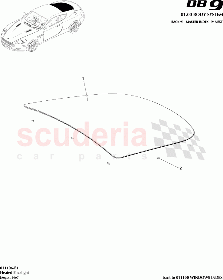 Heated Backlight of Aston Martin Aston Martin DB9 (2004-2012)