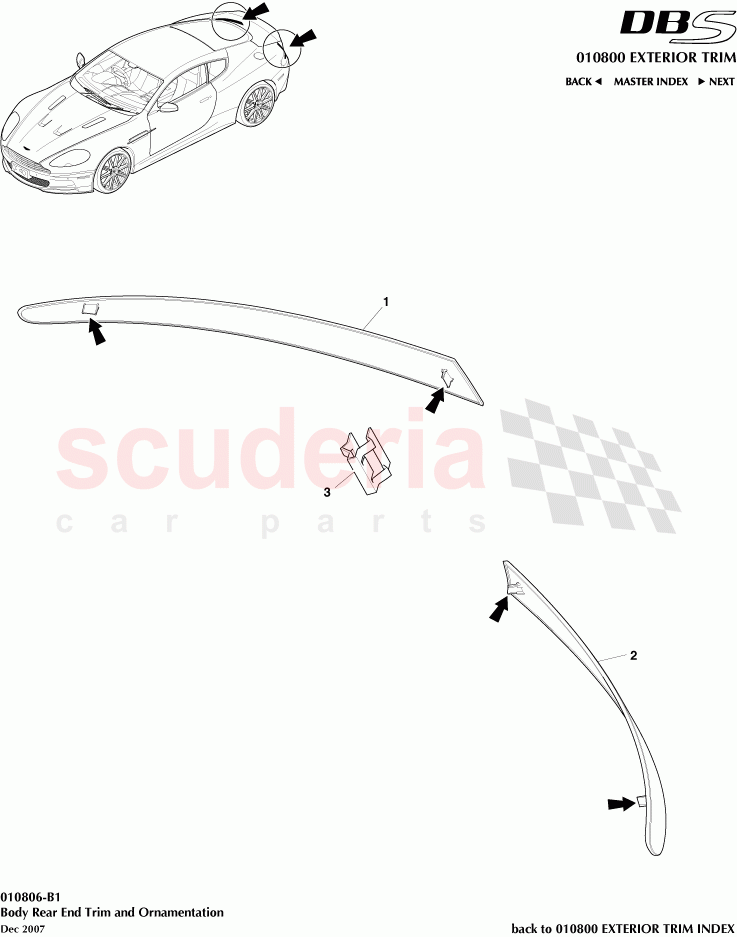 Body Rear End Trim and Ornamentation of Aston Martin Aston Martin DBS V12