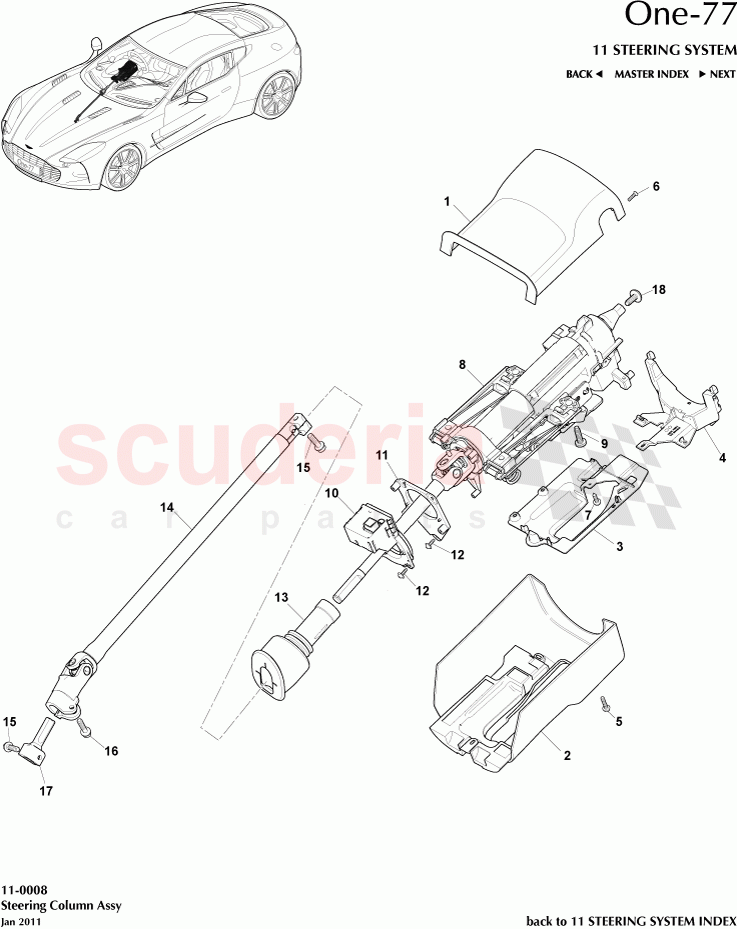 Steering Column Assembly of Aston Martin Aston Martin One-77