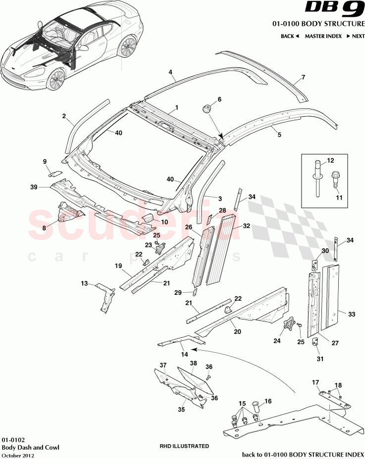 Body Dash and Cowl of Aston Martin Aston Martin DB9 (2013-2016)