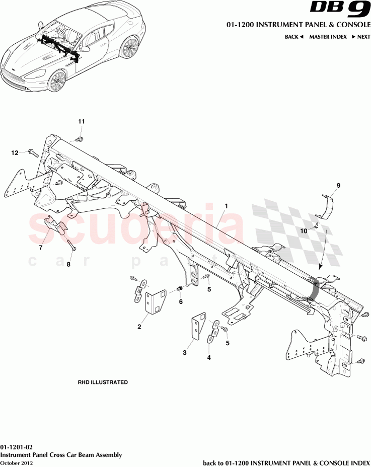 Instrument Panel Cross Car Beam Assembly of Aston Martin Aston Martin DB9 (2013-2016)