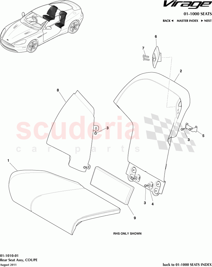 Rear Seat Assembly (Coupe) of Aston Martin Aston Martin Virage