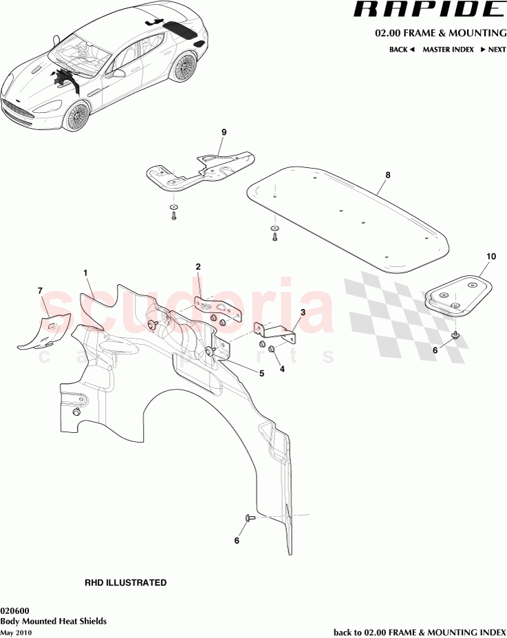 Body Mounted Heat Shields of Aston Martin Aston Martin Rapide