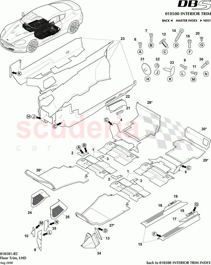 Floor Trim (LHD) of Aston Martin Aston Martin DBS V12