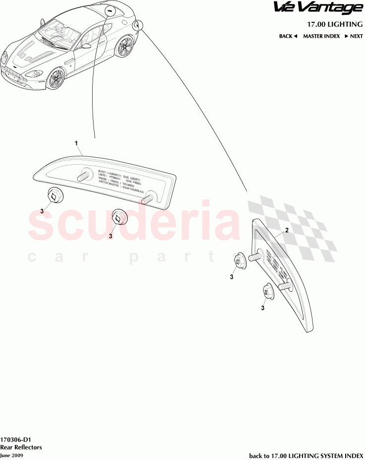 Rear Reflectors of Aston Martin Aston Martin V12 Vantage