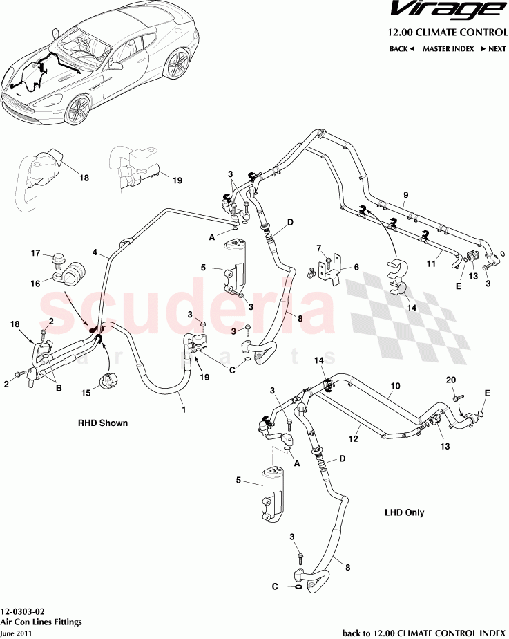 Air Con Lines Fittings of Aston Martin Aston Martin Virage