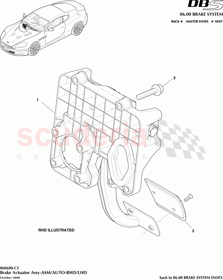 Brake Actuator Assembly - ASM / AUTO-RHD / LHD of Aston Martin Aston Martin DBS V12