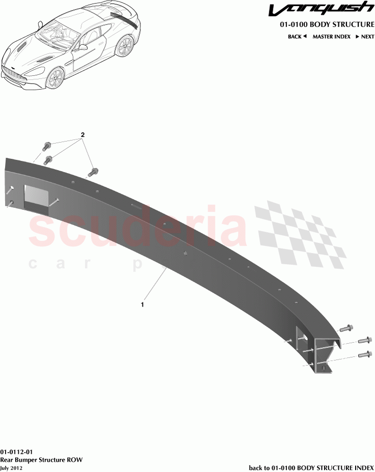 Rear Bumper Structure ROW of Aston Martin Aston Martin Vanquish (2012+)