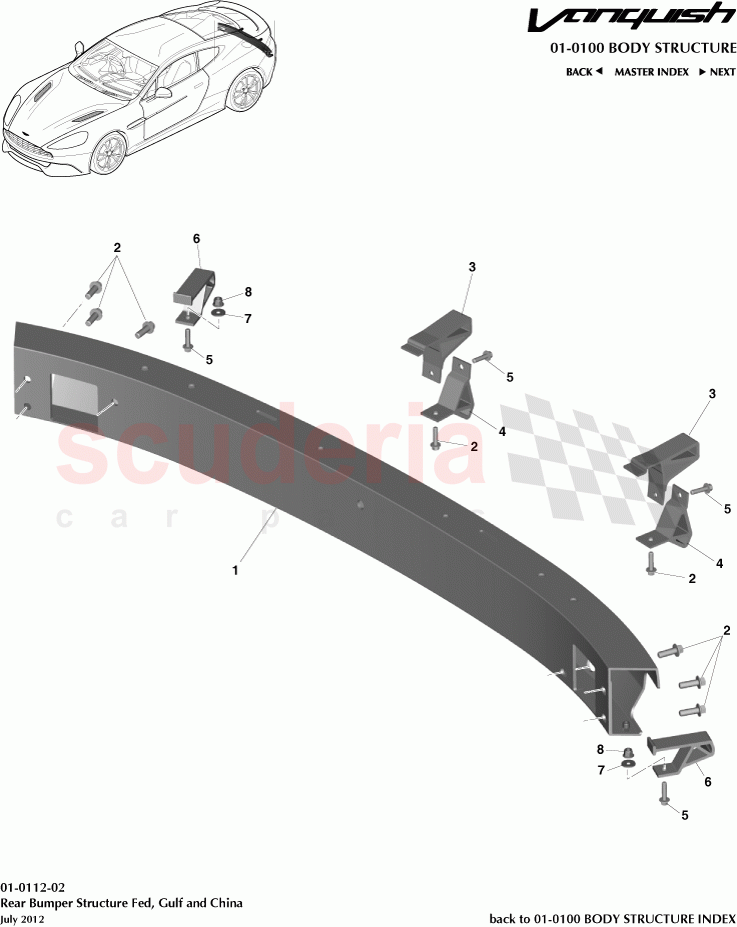 Rear Bumper Structure Fed, Gulf and China of Aston Martin Aston Martin Vanquish (2012+)