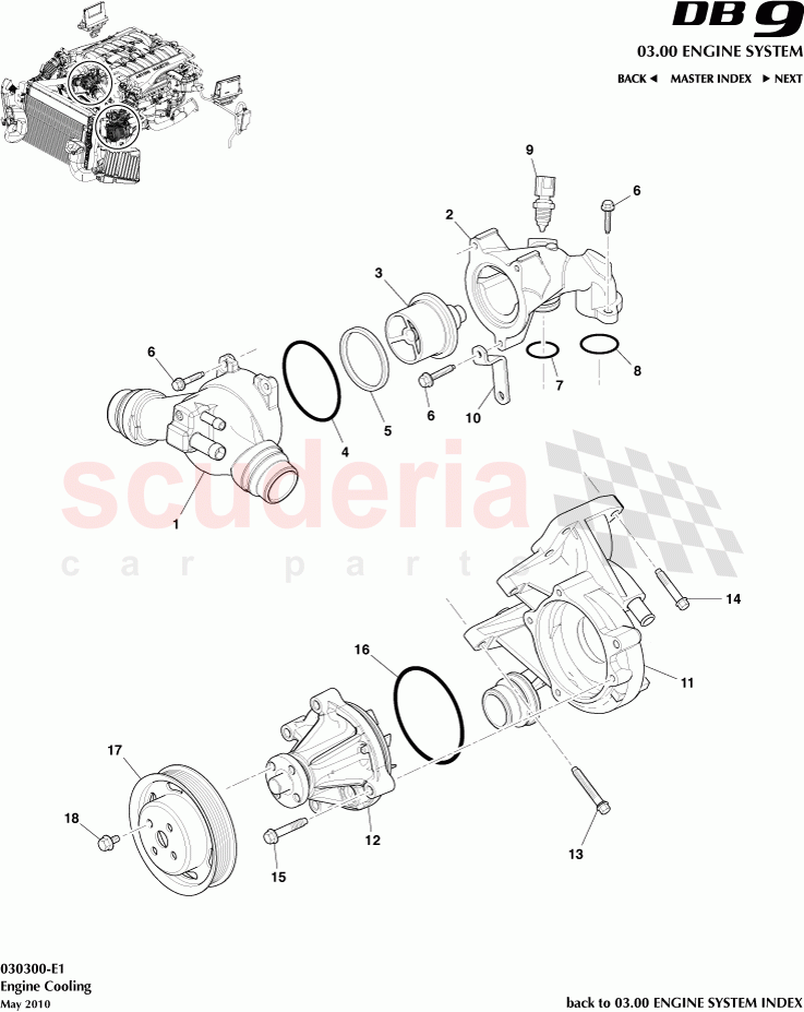 Engine Cooling of Aston Martin Aston Martin DB9 (2004-2012)