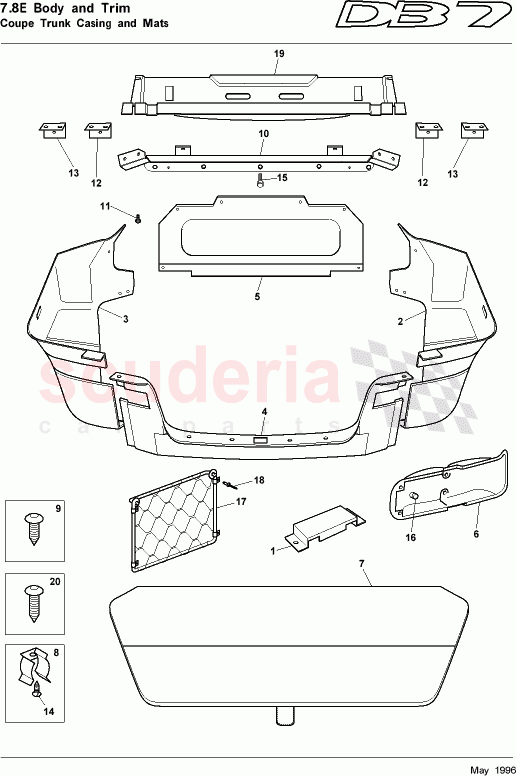 Coupe Trunk Casing and Mats of Aston Martin Aston Martin DB7 (1997)