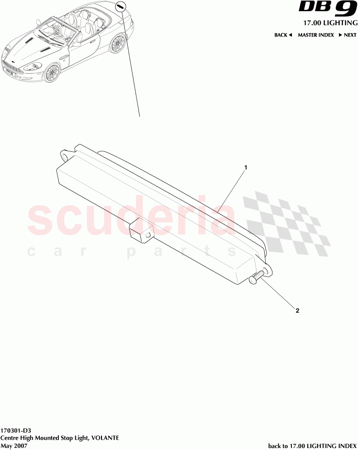 Centre High Mounted Stop Light (Volante) of Aston Martin Aston Martin DB9 (2004-2012)