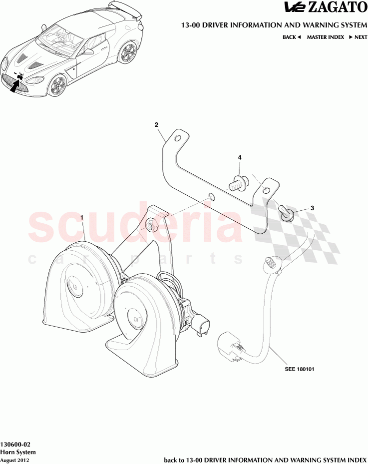 Horn System of Aston Martin Aston Martin V12 Zagato