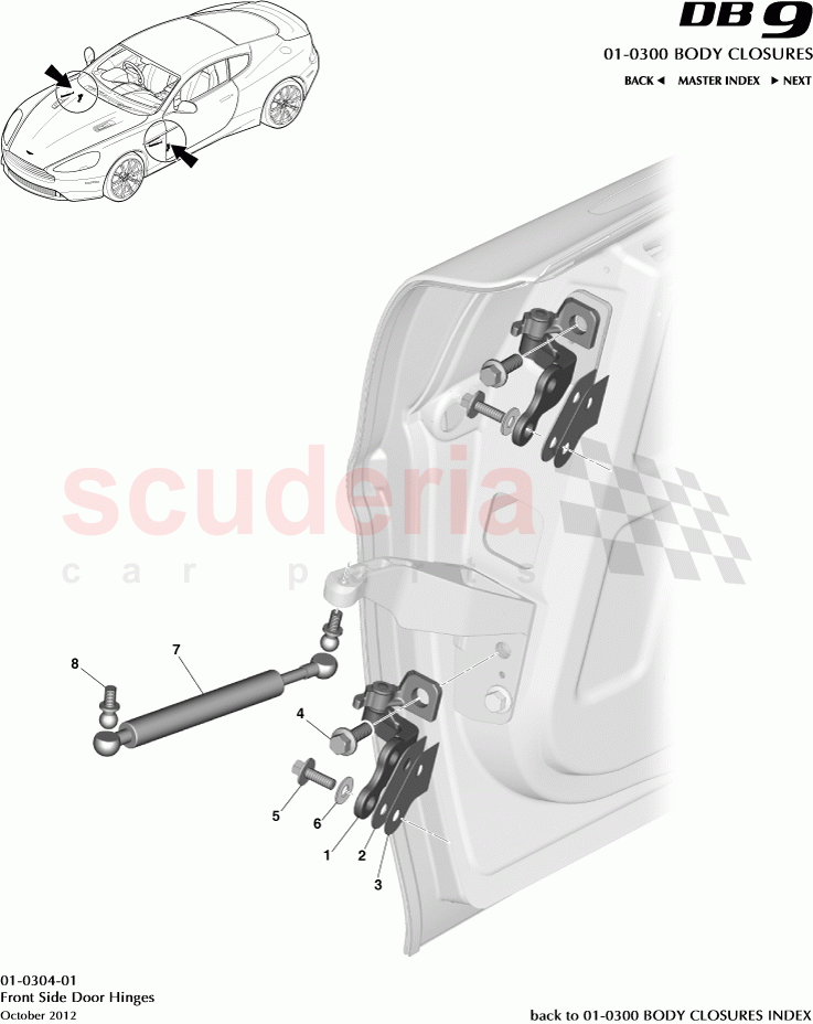 Front Side Door Hinges of Aston Martin Aston Martin DB9 (2013-2016)