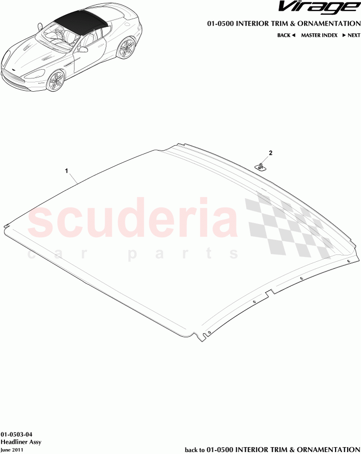 Headliner Assembly of Aston Martin Aston Martin Virage