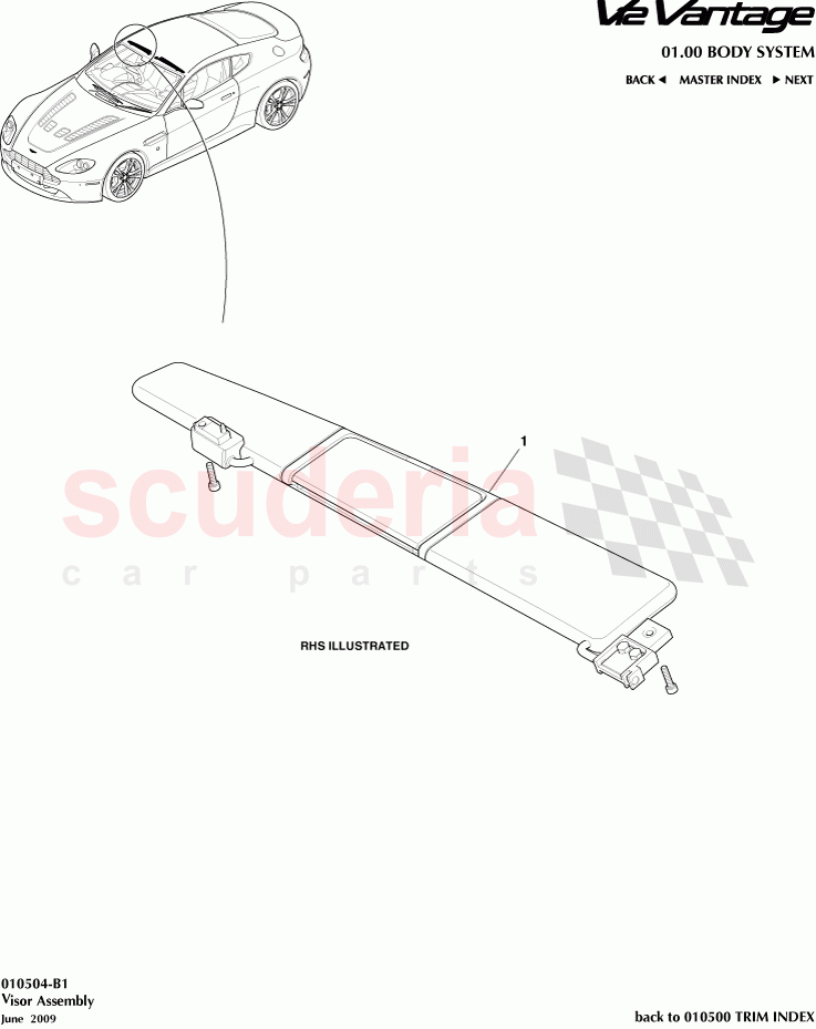 Visor Assembly of Aston Martin Aston Martin V12 Vantage