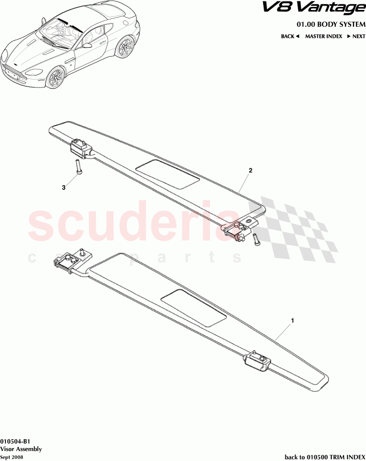 Visor Assembly of Aston Martin Aston Martin V8 Vantage