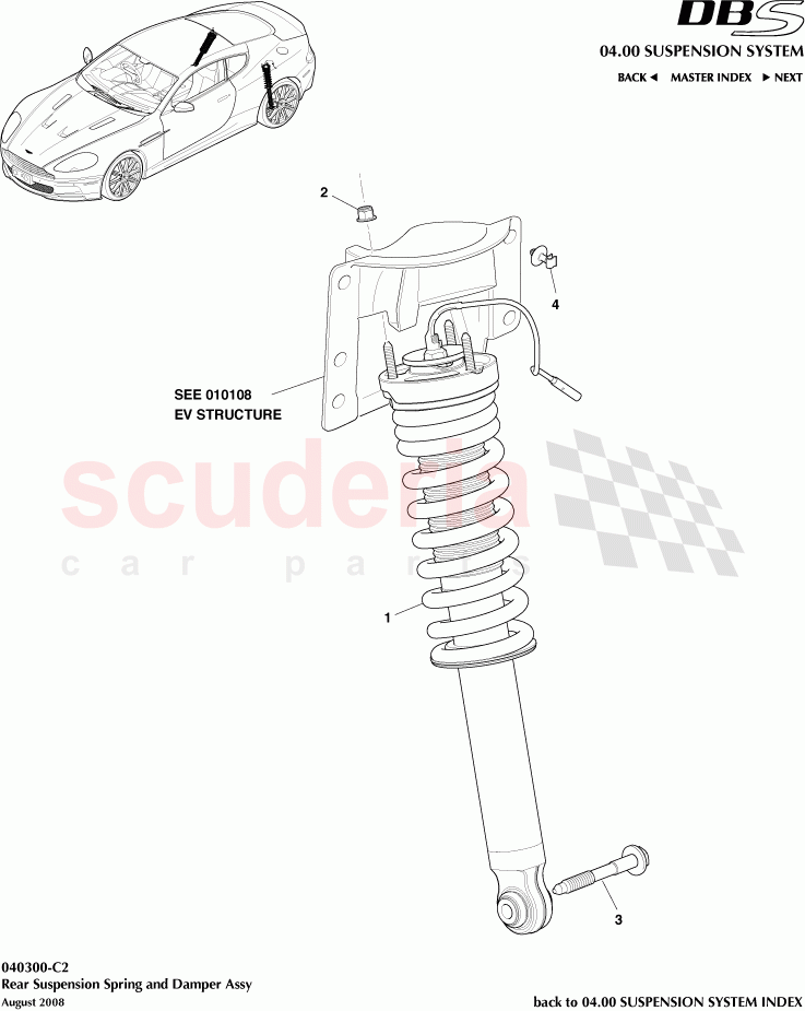 Rear Suspension Spring and Damper Assembly of Aston Martin Aston Martin DBS V12