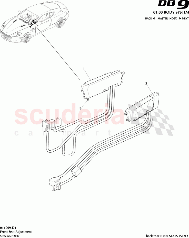 Front Seat Adjustment of Aston Martin Aston Martin DB9 (2004-2012)