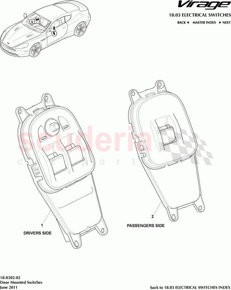 Door Mounted Switches of Aston Martin Aston Martin Virage