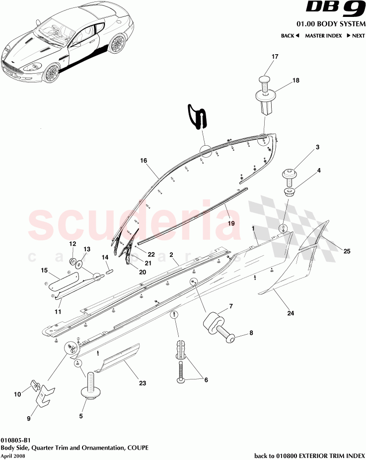 Body Side Quarter Trim and Ornamentation (Coupe) of Aston Martin Aston Martin DB9 (2004-2012)