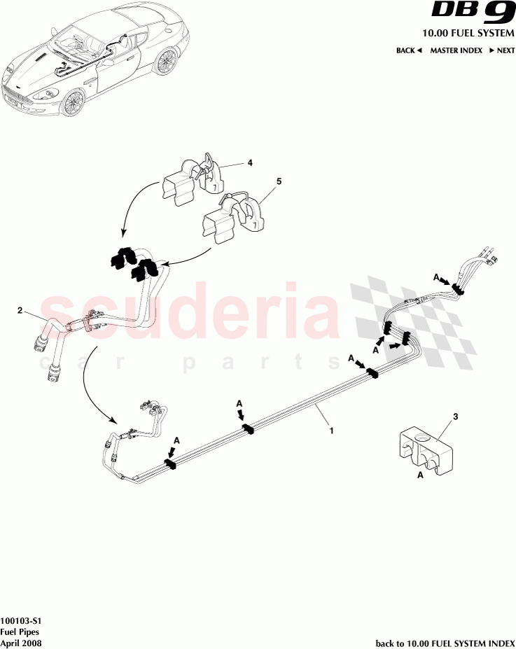 Fuel Pipes of Aston Martin Aston Martin DB9 (2004-2012)