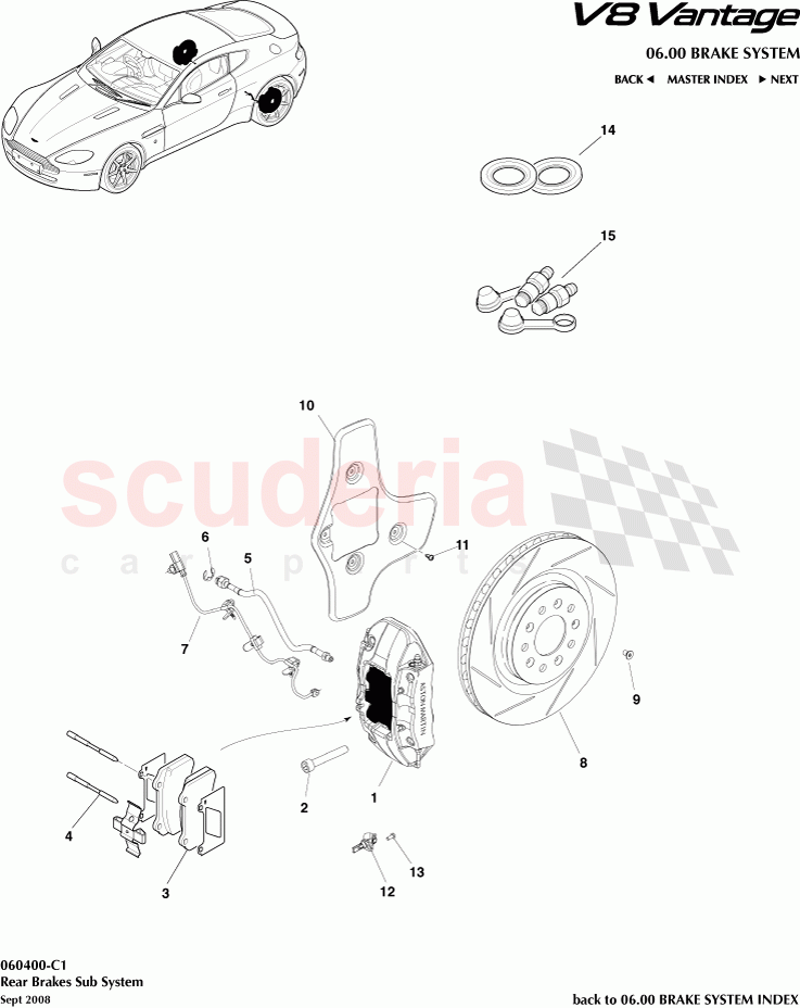 Rear Brakes Sub System of Aston Martin Aston Martin V8 Vantage