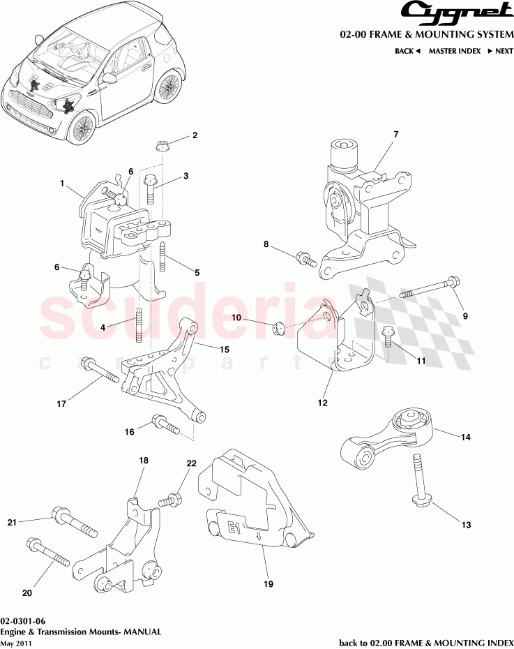 Engine & Transmission Mounts- MANUAL of Aston Martin Aston Martin Cygnet