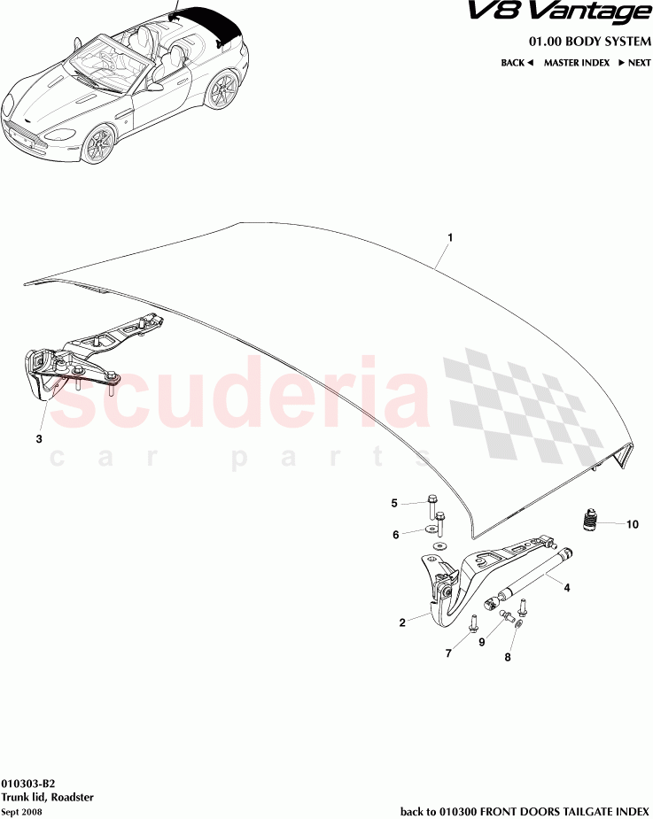 Trunk lid (Roadster) of Aston Martin Aston Martin V8 Vantage