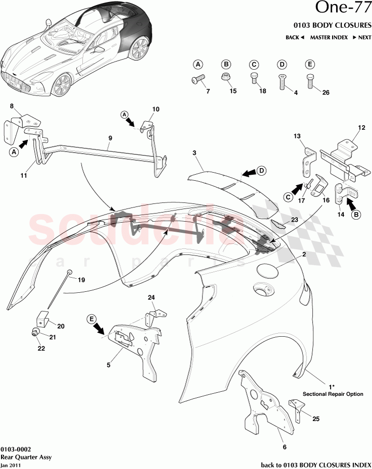 Rear Quarter Assembly of Aston Martin Aston Martin One-77