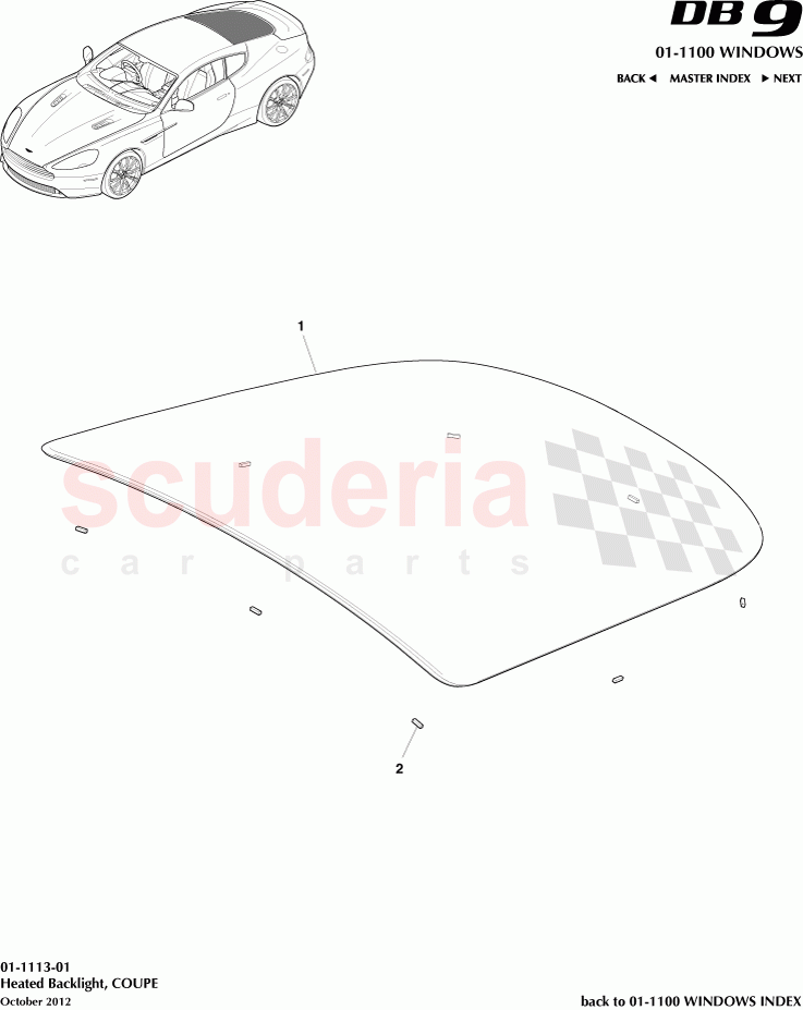 Heated Backlight, COUPE of Aston Martin Aston Martin DB9 (2013-2016)