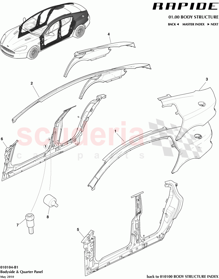 Bodyside and Quarter Panel of Aston Martin Aston Martin Rapide