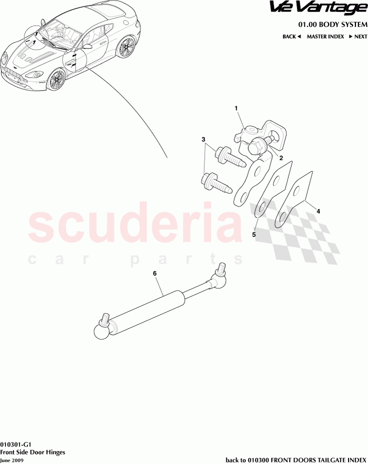 Front Side Door Hinges of Aston Martin Aston Martin V12 Vantage