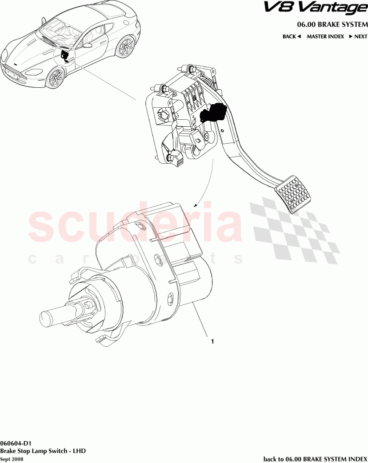 Brake Stop Lamp Switch (LHD) of Aston Martin Aston Martin V8 Vantage