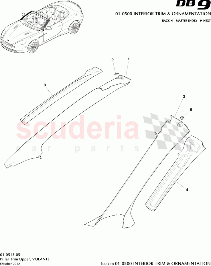 Pillar Trim Upper, VOLANTE of Aston Martin Aston Martin DB9 (2013-2016)