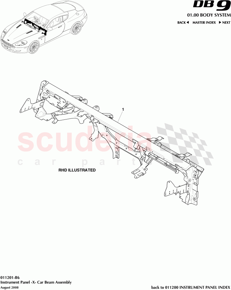 Instrument Panel - Car Beam Assembly of Aston Martin Aston Martin DB9 (2004-2012)