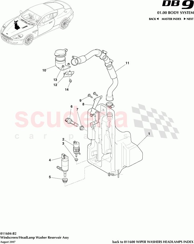 Windscreen / Headlamp Washer Reservoir Assembly of Aston Martin Aston Martin DB9 (2004-2012)