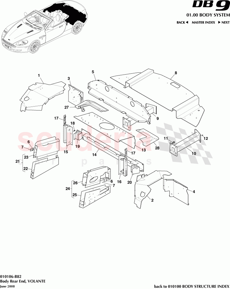 Body Rear End (Volante) of Aston Martin Aston Martin DB9 (2004-2012)