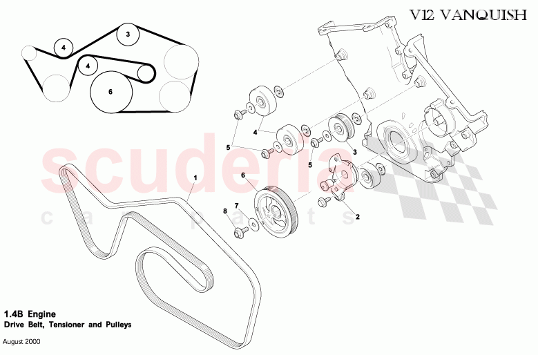 Drive Belt, Tensioner and Pulleys of Aston Martin Aston Martin Vanquish (2001-2007)