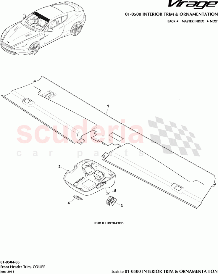 Front Header Trim (Coupe) of Aston Martin Aston Martin Virage