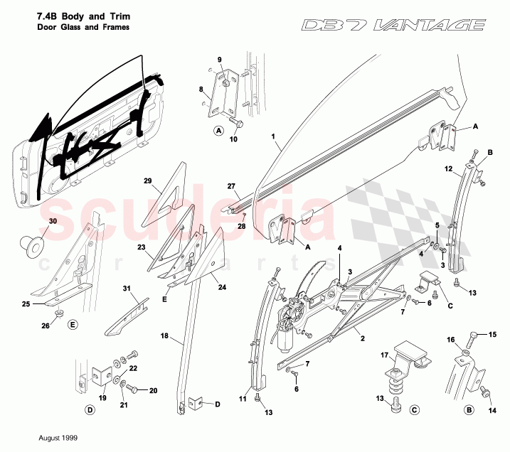 Door Glass and Frames of Aston Martin Aston Martin DB7 Vantage